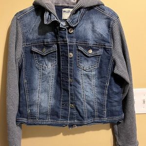 Wallflower Jean Jacket with Striped Sleeves Girls size -XL